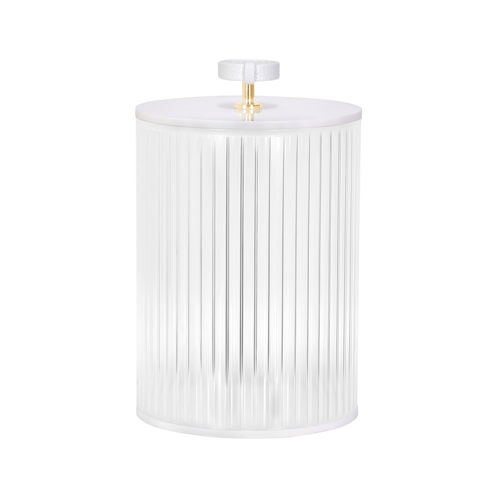 Corrugated Lucite Cookie Jar with Leatherette Handle