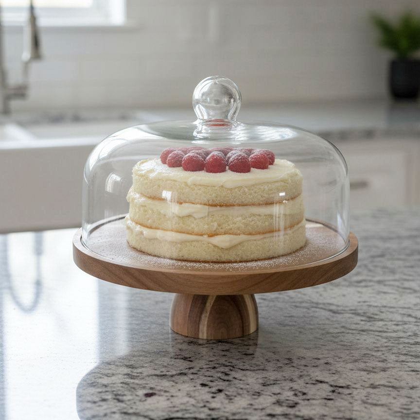 Rustic Wood Cake Dome on Pedestal