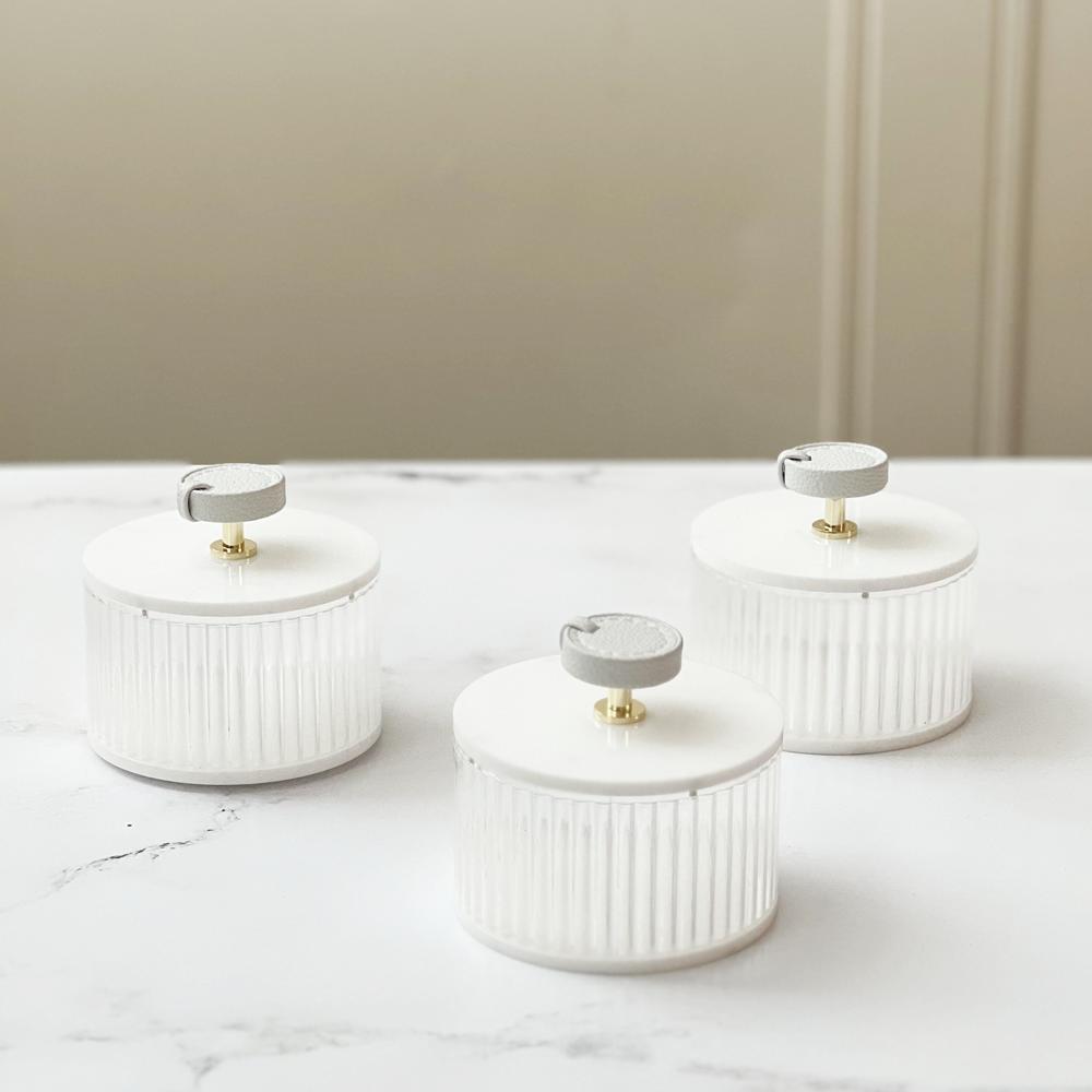 Corrugated Lucite Dip Bowls with Leatherette Handles 3pk