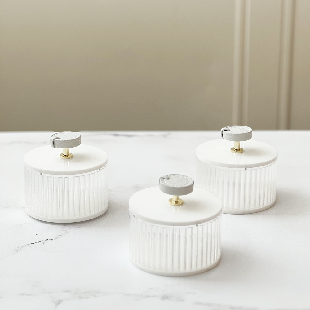 Corrugated Lucite Dip Bowls with Leatherette Handles 3pk