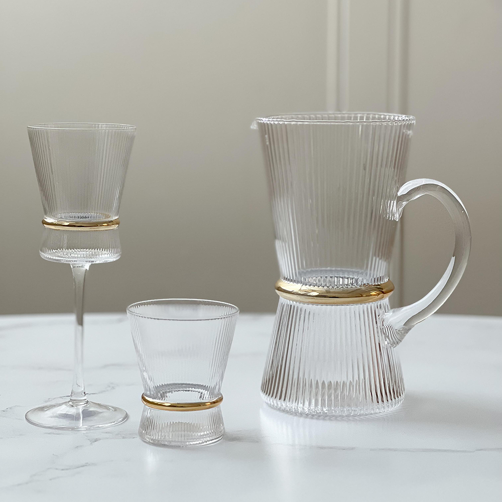 Ribbed Short Glasses with Band 6pk