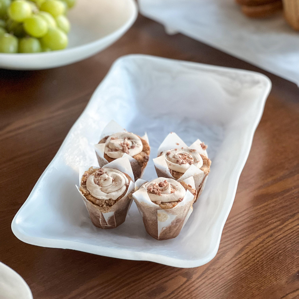 Resin White Swirl Tray