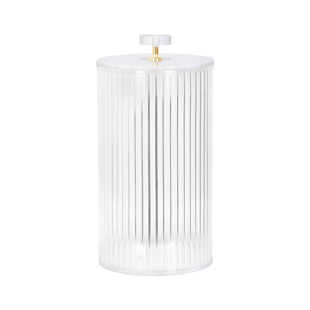 Corrugated Lucite Cookie Jar with Leatherette Handle