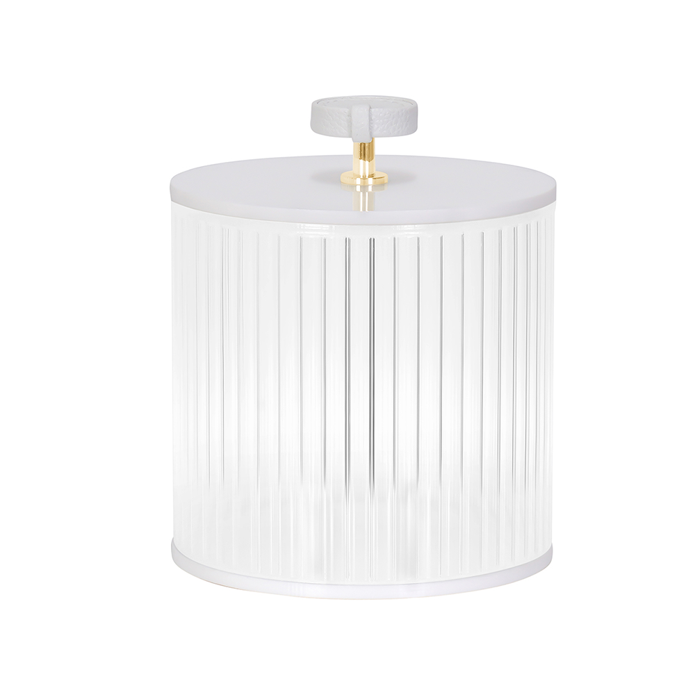 Corrugated Lucite Cookie Jar with Leatherette Handle