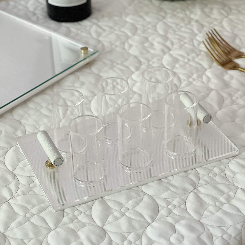 Corrugated Lucite Shot Glasses & Tray