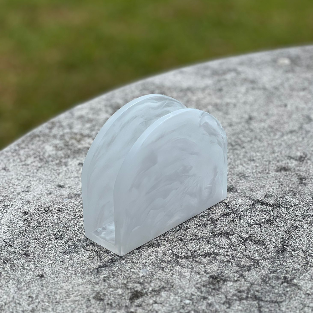 Resin White Swirl Napkin Holder