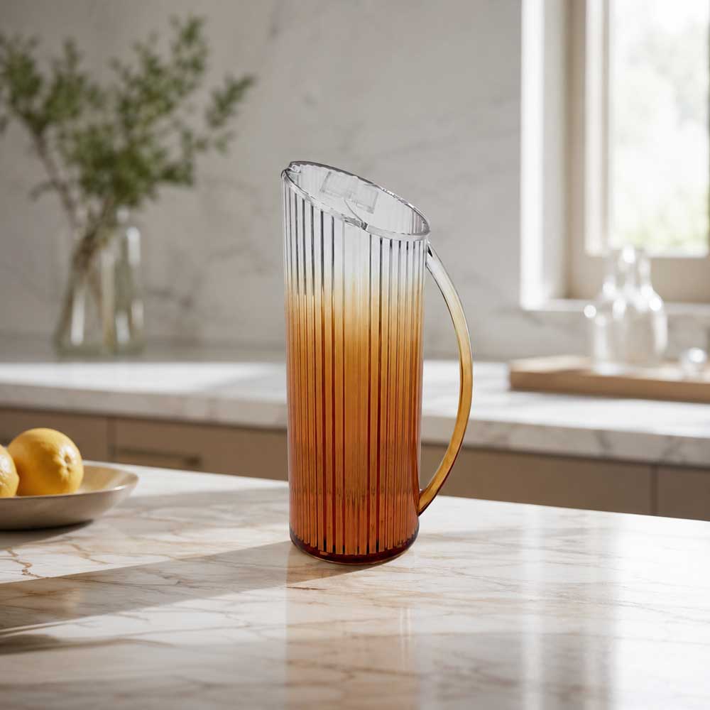 Amber Corrugated Lucite Pitcher