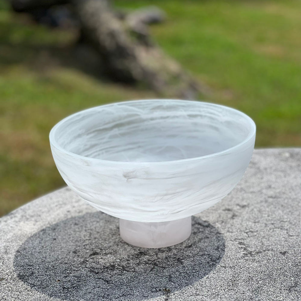 Resin White Swirl Raised Salad Bowl