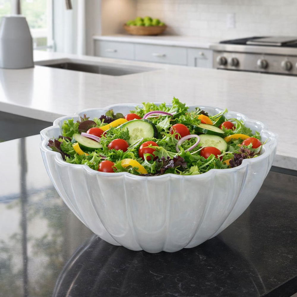 Resin Pearl Whisper Fluted Salad Bowl