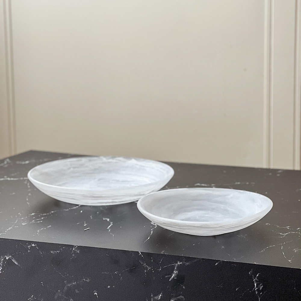 Resin White Swirl Salad Bowl