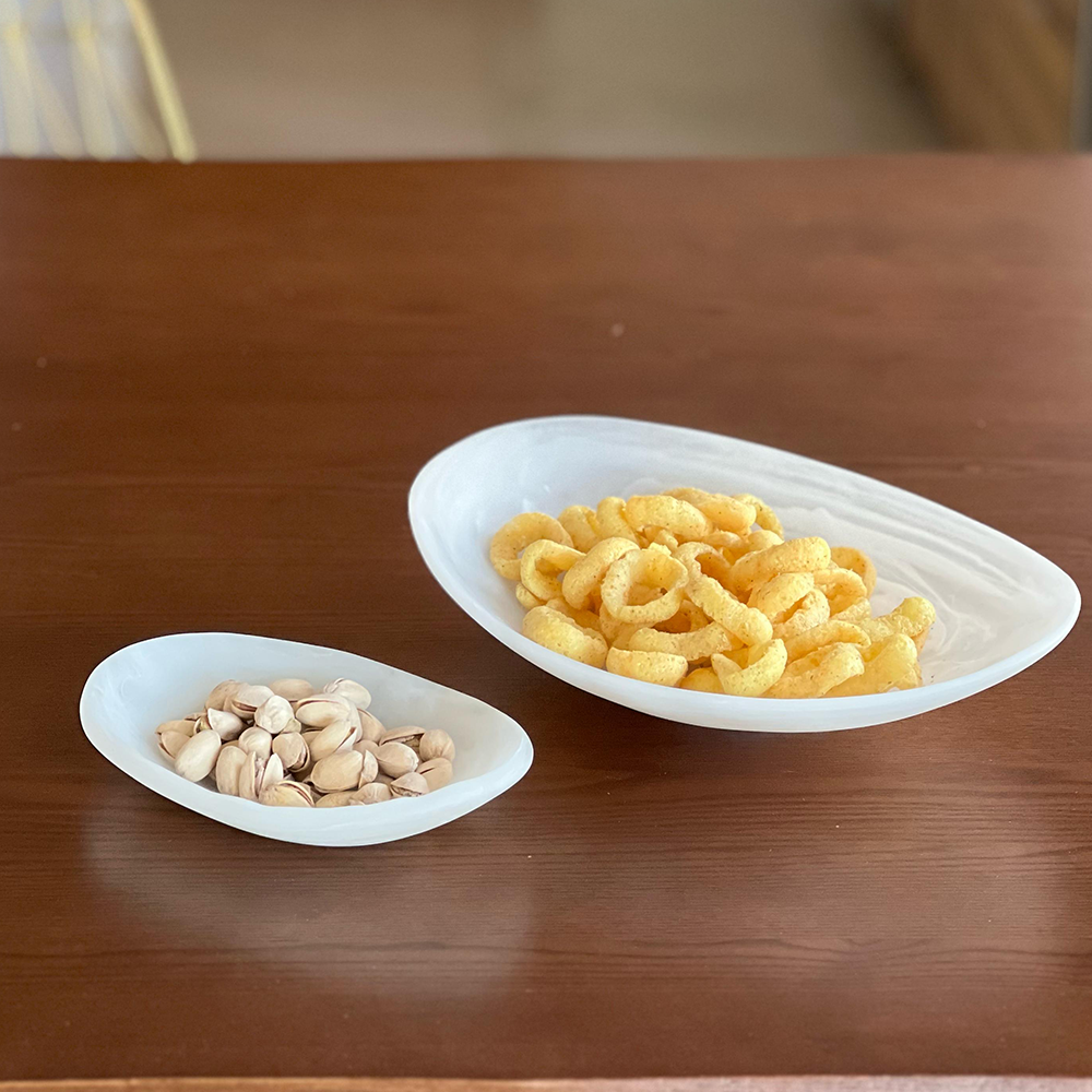 Resin White Swirl Serving Platter