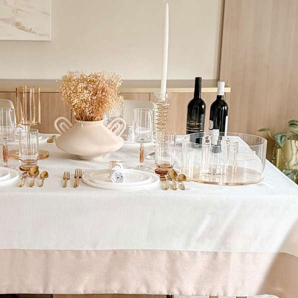 Shimmer Weave Tablecloth with Beige Edging Tablecloth