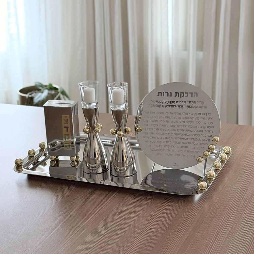 Stainless Steel Candle Holders with Gold Balls