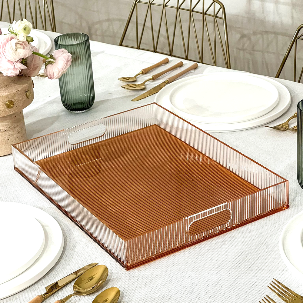 Amber Corrugated Lucite Tray