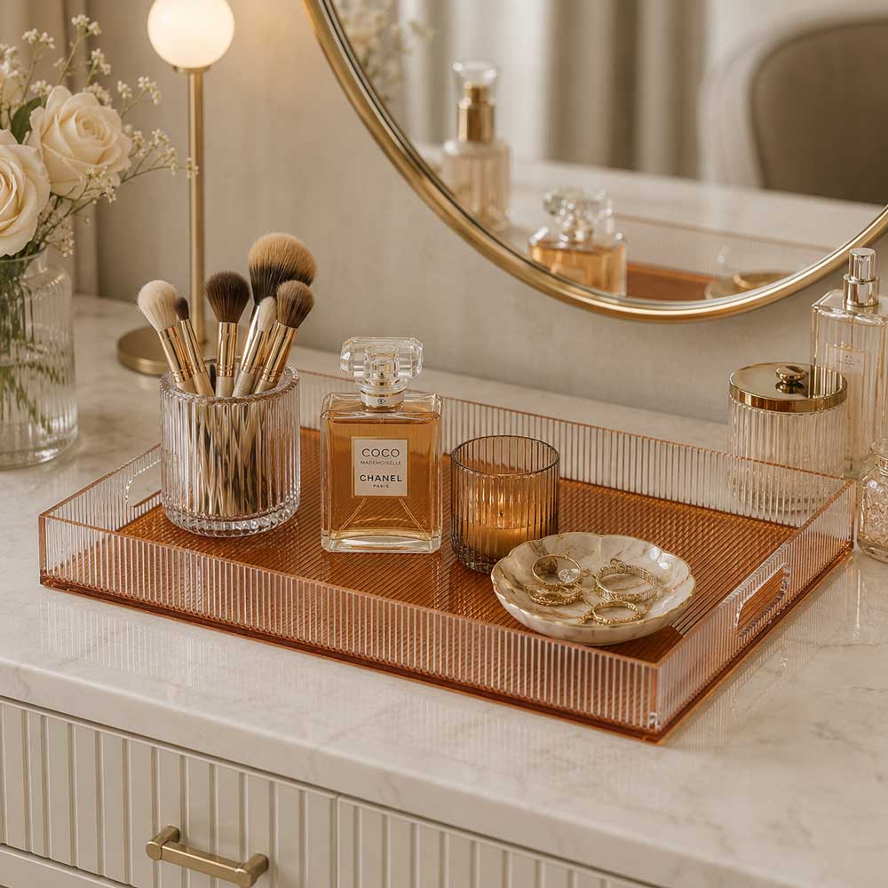 Amber Corrugated Lucite Tray