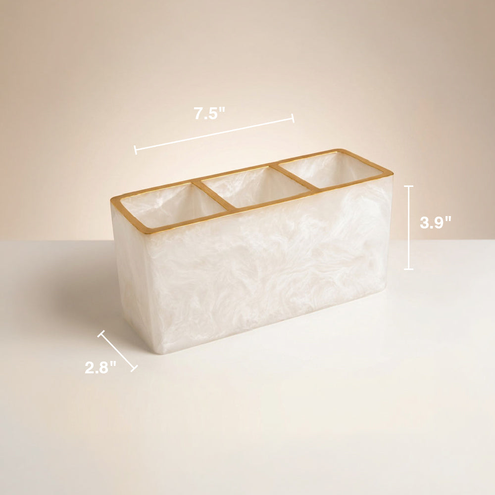 Resin Snow Drift Caddy with Gold Trim