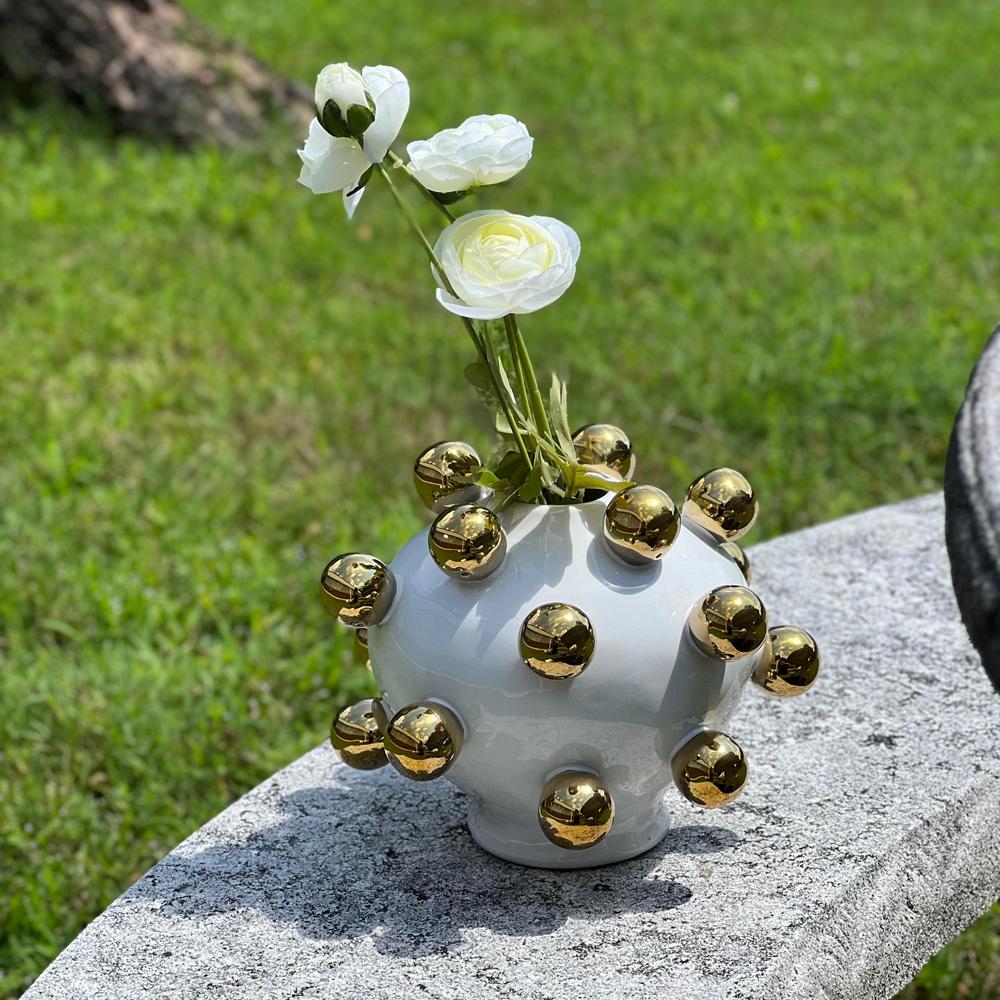 Porcelain Vase with Gold Orbs