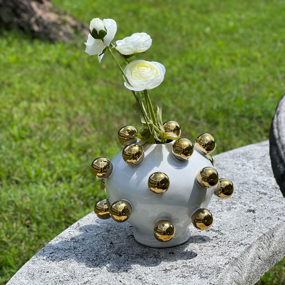 Porcelain Vase with Gold Orbs