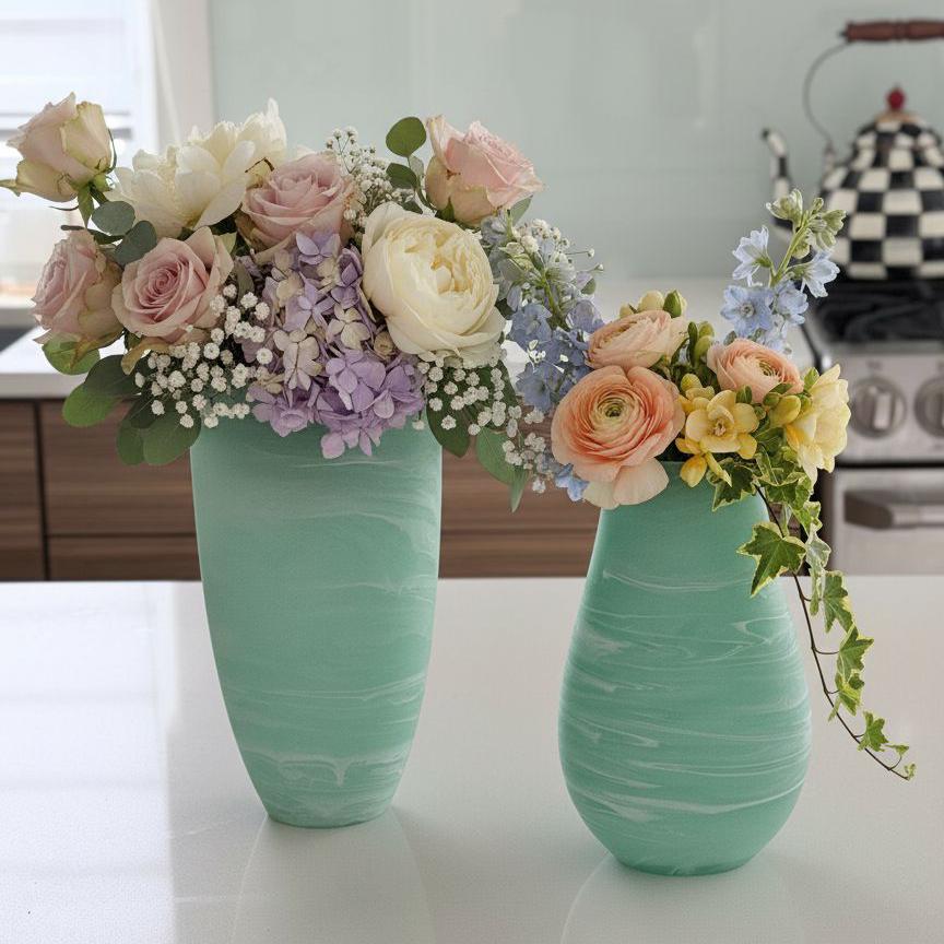 Resin Sage Green Tall Vase