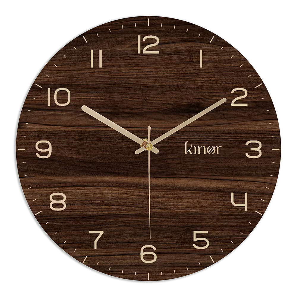 Glass Wall Clock Wood
