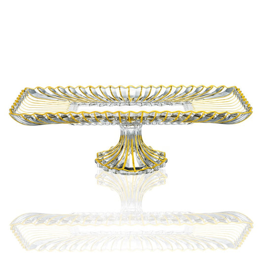 Gold Stained Glass Fluted Rectangular Cake Stand