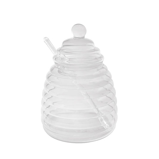 Hive Glass Honey Dish with spoon