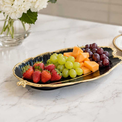 Black and Gold Porcelain Leaf Platter