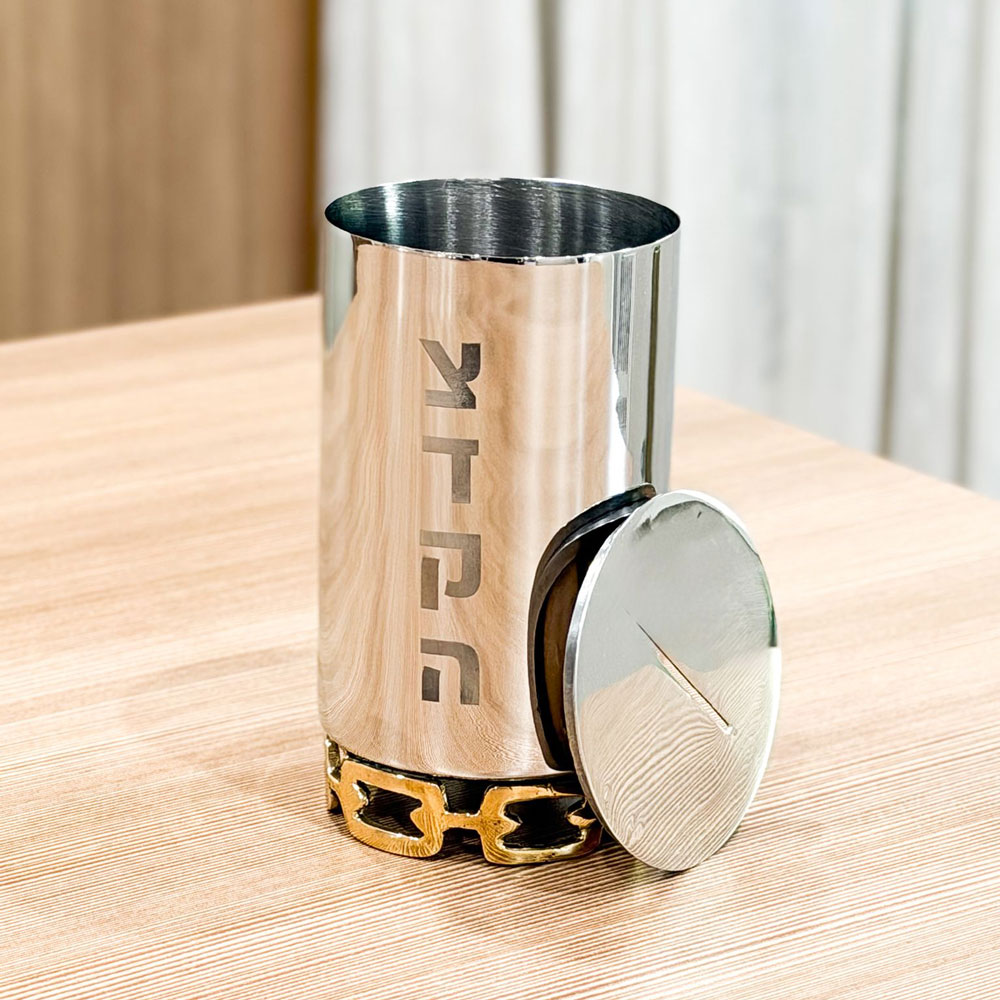 Luxe Linked Stainless Steel Tzedakah Box