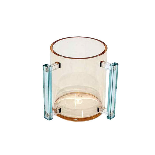 Amber Lucite Wash Cup with Teal Handles