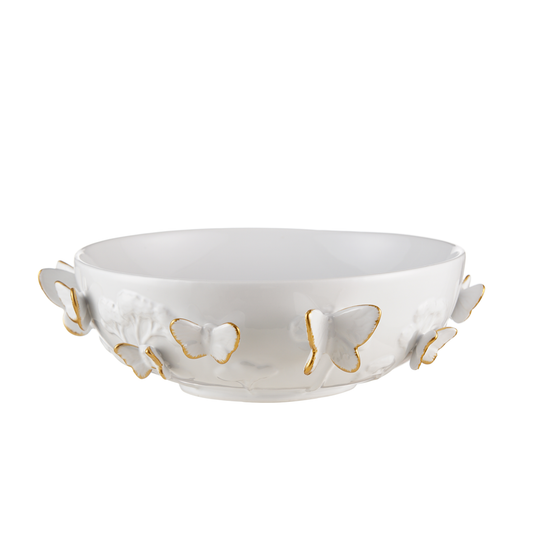 Ceramic Gold Accented Butterflies Decor Bowl