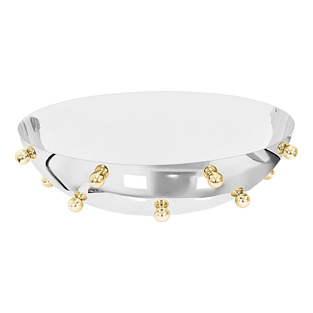 Stainless Steel Salad Bowl With Gold Balls