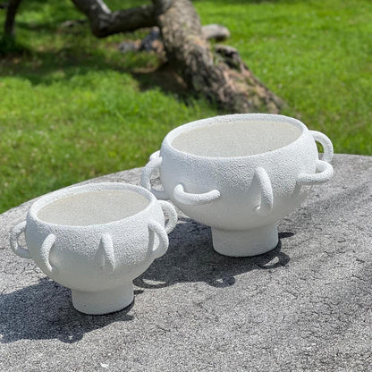 Textured Porcelain Vase with Unique Handles