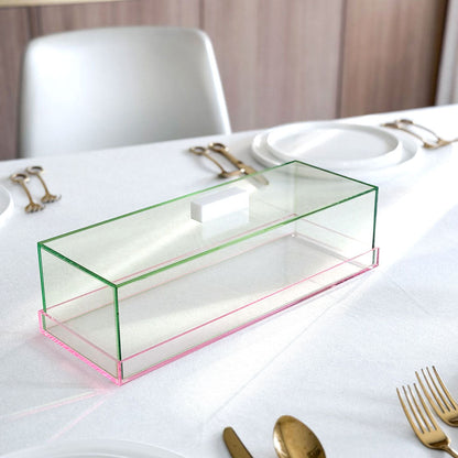 Green & Pink Lucite Cake Tray & Lid
