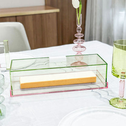 Green & Pink Lucite Cake Tray & Lid