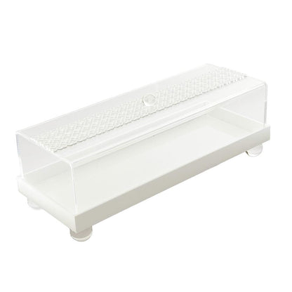 Lucite White Laser Cut Rectangle Cake Dome