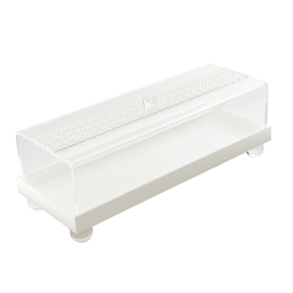 Lucite White Laser Cut Design Cake Tray & Lid