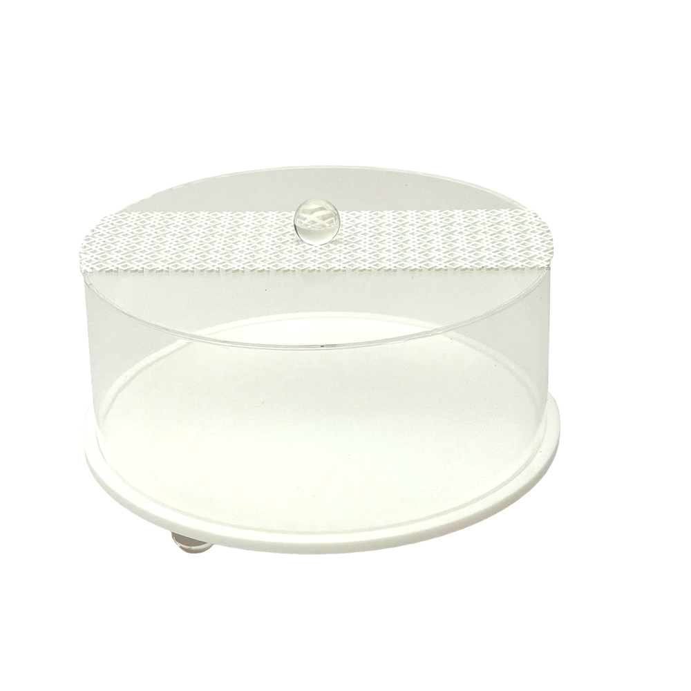 Lucite White Laser Cut Cake Dome