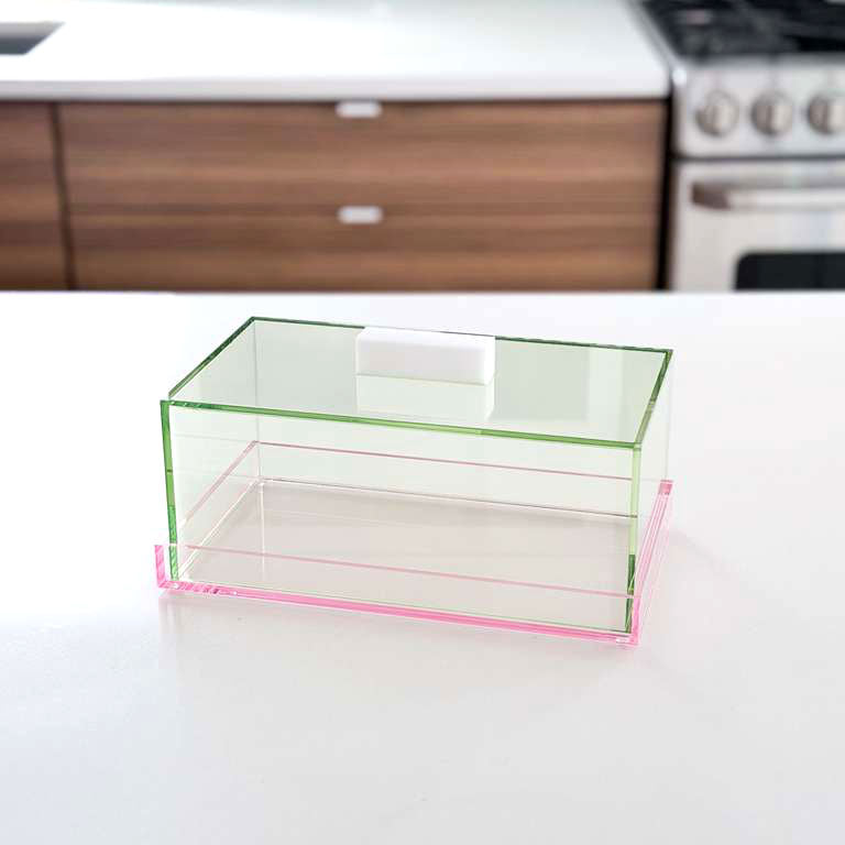 Green & Pink Lucite Cake Tray & Lid
