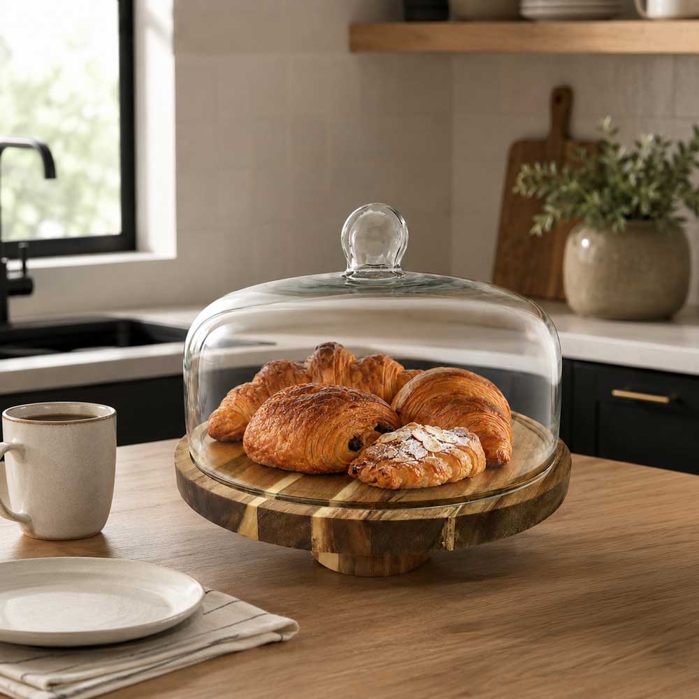 Rustic Wood Cake Dome on Pedestal