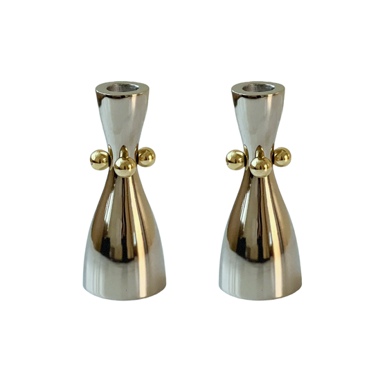Stainless Steel Candle Holders with Gold Balls