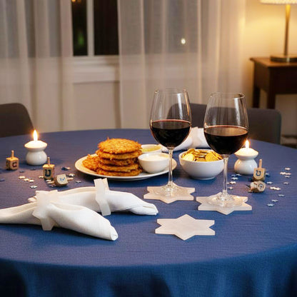 Resin White Swirl Star of David Coasters 4pk