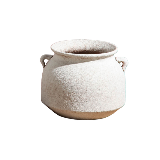 Short Porcelain Vase with Small Handle Design