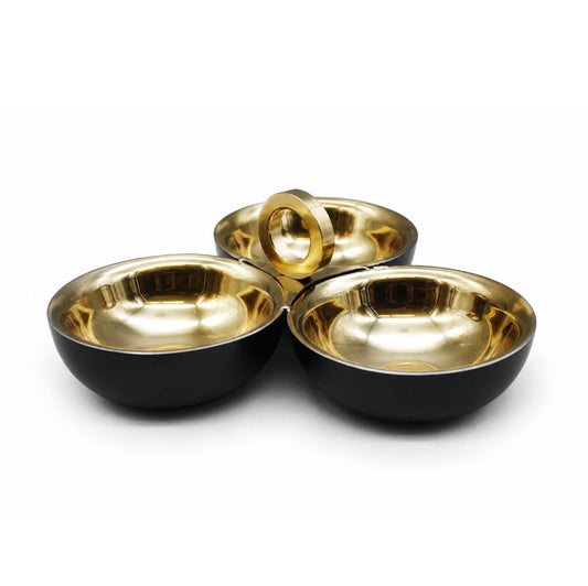 Matte Black Stainless Steel 3 Compartment Serving Tray