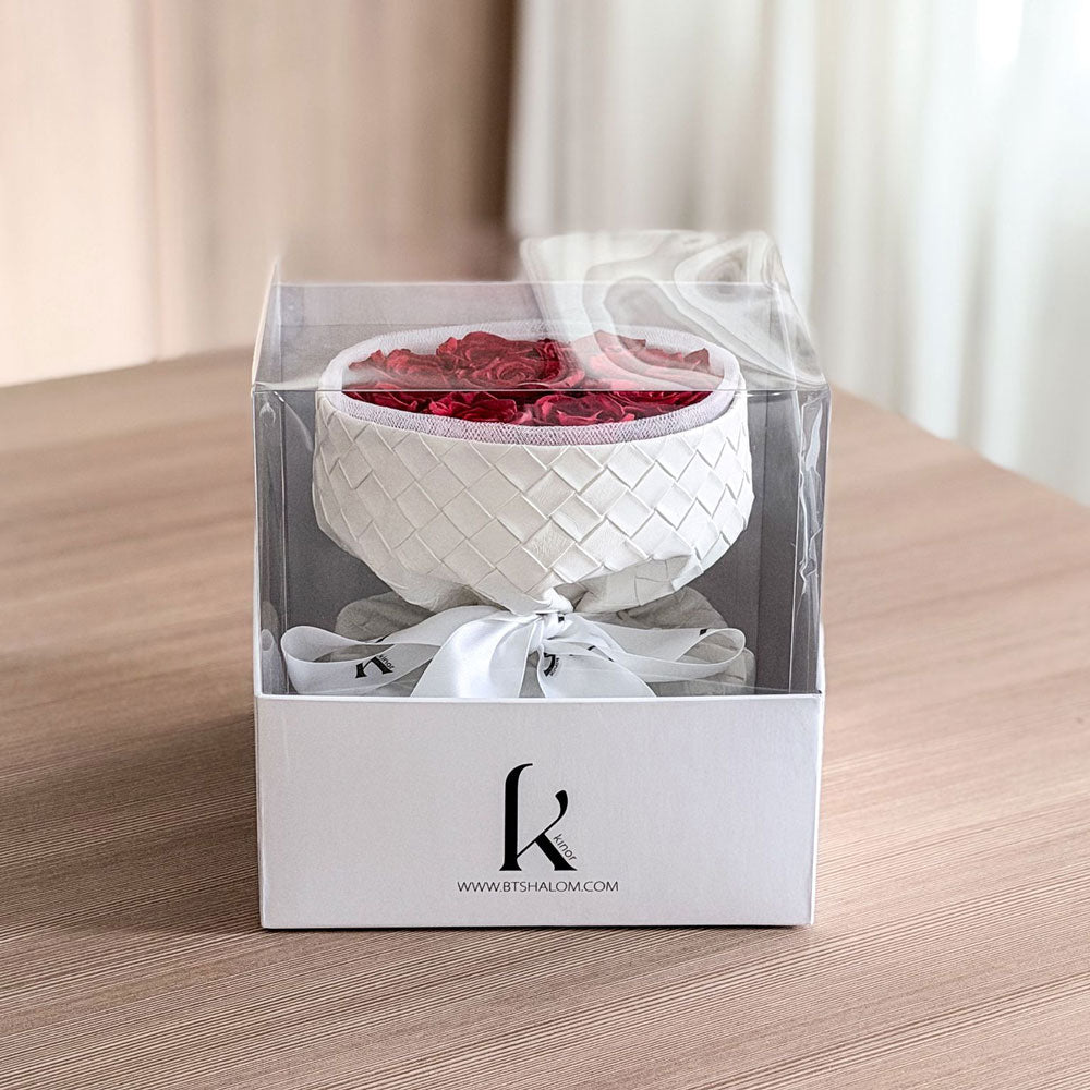 Leather Bouquet with Flat Head Roses