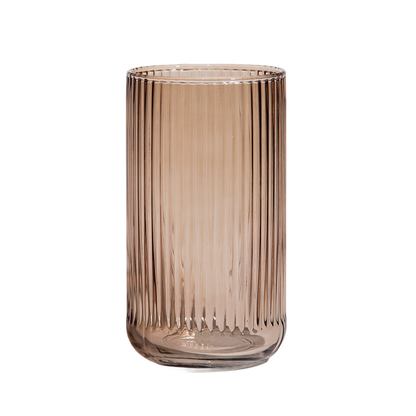 Amber Ribbed Drinking Glasses