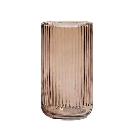 Amber Ribbed Drinking Glasses