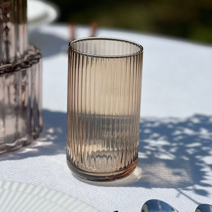 Amber Ribbed Drinking Glasses