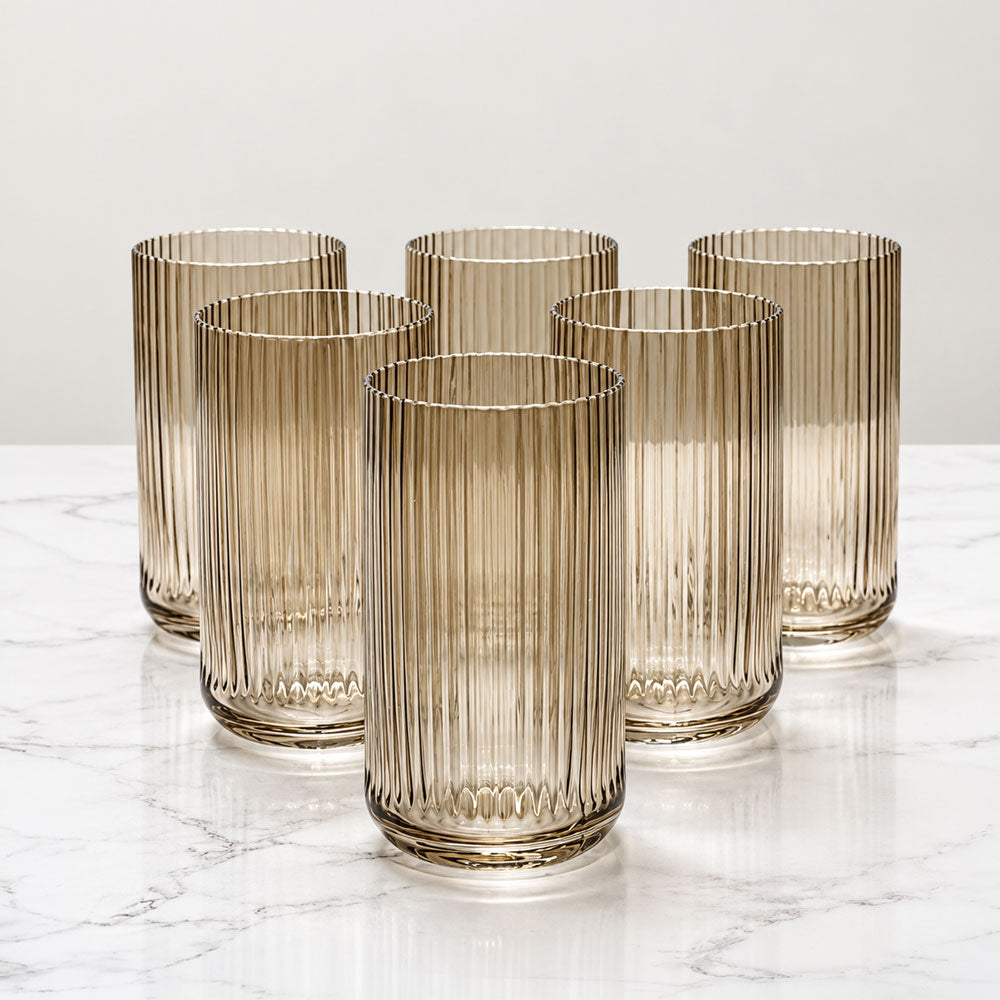 Ribbed Highball Glasses 16 oz 6pk