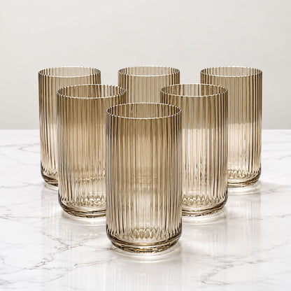 Ribbed Highball Glasses 16 oz 6pk