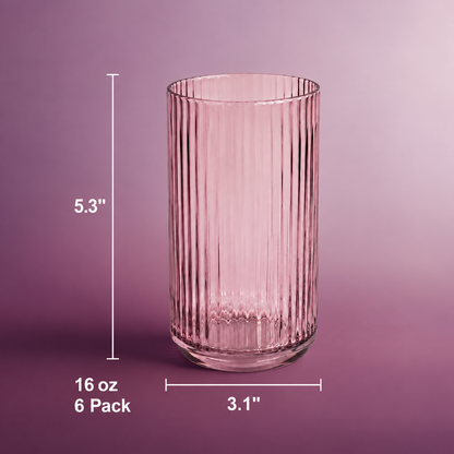 Ribbed Highball Glasses 16 oz 6pk